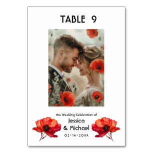 With photo Scarlet Petal Elegance  Table Number