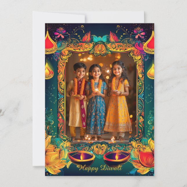 With photo Turquoise Diwali Splendour  (Front)