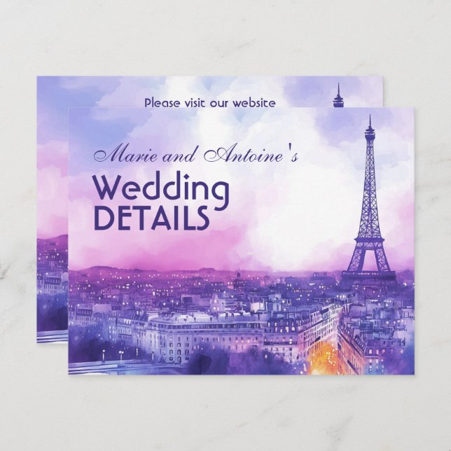 With QR code wedding details Enclosure Card (Front/Back)