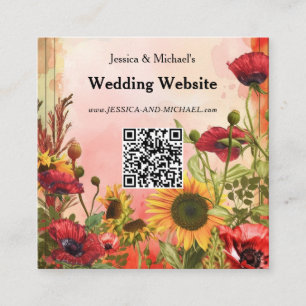 🌻With QR code wedding website Enclosure Card