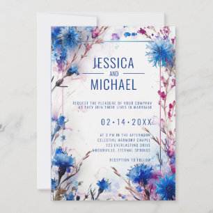 💍 With QR Cornflowers and Lavender Bliss wedding  Invitation