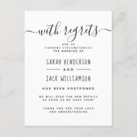 With Regrets Elegant Wedding Change Announcement