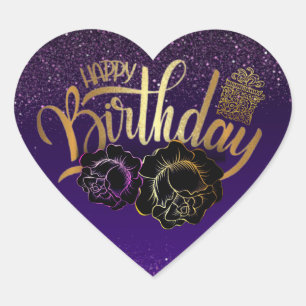 with roses and purine purine purple par condone heart sticker