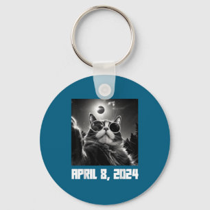 With Shirt Total Solar Eclipse Cat Selfie Keychain