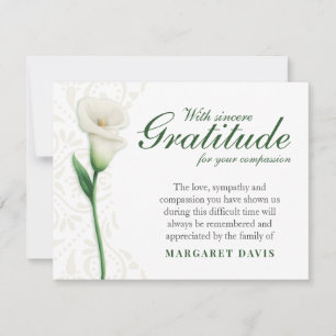 With Sincere Gratitude Funeral Thank You Card