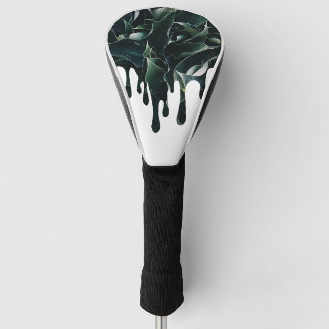 with spilled green leaves golf head cover (Front)