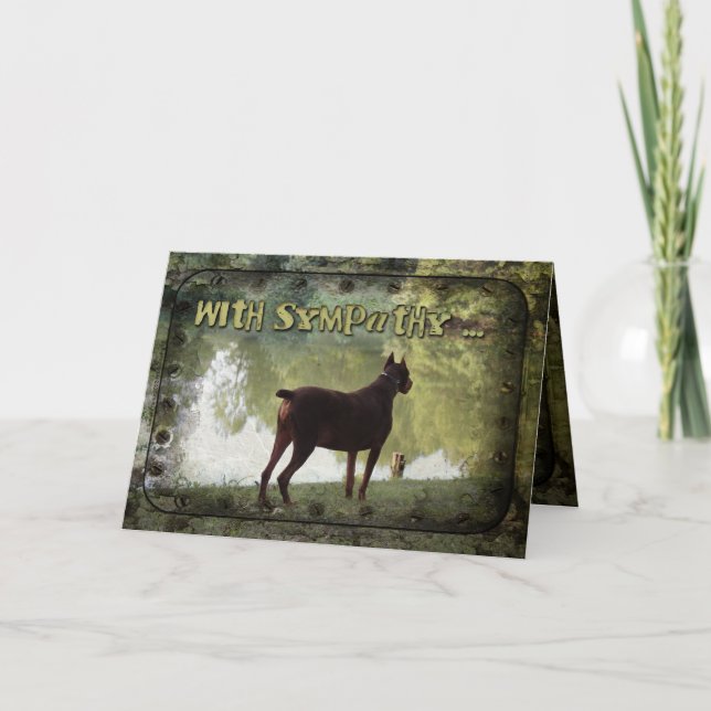 With Sympathy - Doberman Overlooking a Lake Card (Front)
