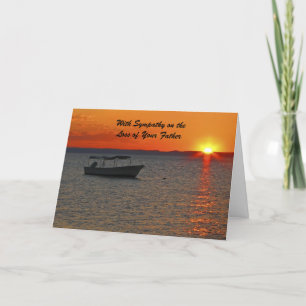 With Sympathy Loss of Father, Fishing Boat Sunset Card
