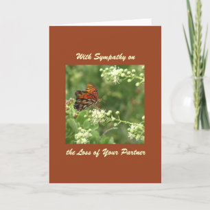 With Sympathy, Loss of Partner, Orange Butterfly Card