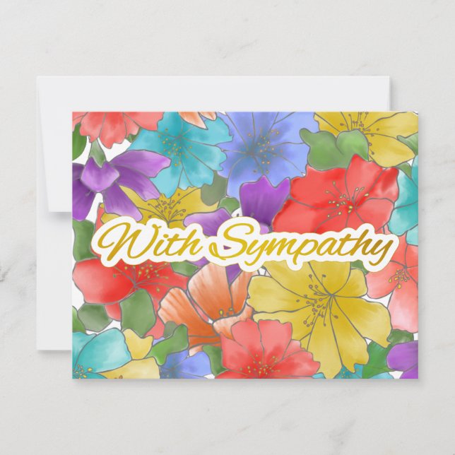 With Sympathy Modern Multicolor Floral Gold  (Front)