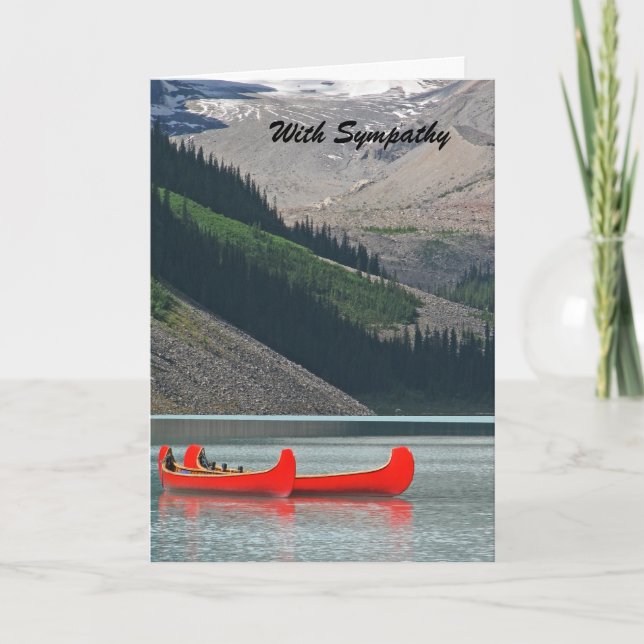 With Sympathy, Mountain Canoes Greeting Note  Card (Front)