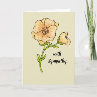 With Sympathy Note card Yellow
