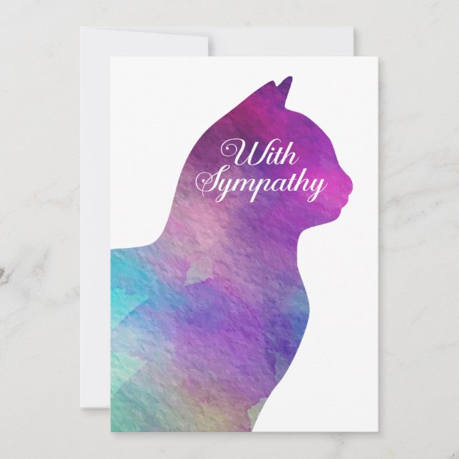 With Sympathy Pet Cat Loss Card with Watercolor (Front)