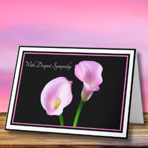 With Sympathy Pink Calla Lillies Greeting Card