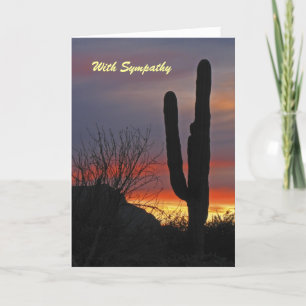 With Sympathy, Saguaro Cactus at Sunset Greeting Card