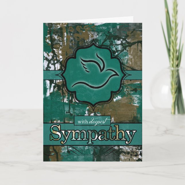 with Sympathy Teal and Brown Urban Graffiti Dove Card (Front)