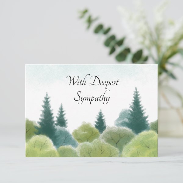 Sympathy Condolence Watercolor Woodland Blue Sky