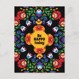 With text Awesome polish Folk Wycinanki Postcard