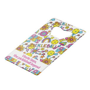 With text, Groovy, retro 90s, white Credit Card Bottle Opener