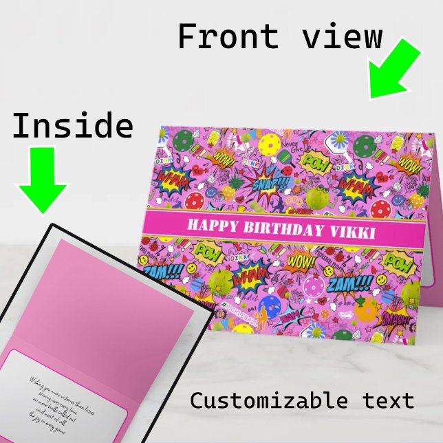 With text 😍 mixed pickleball pink Birthday Card (Creator Uploaded)
