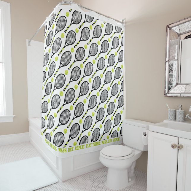 With text🎾Black and green tennis🎾 white  Shower  (In Situ)