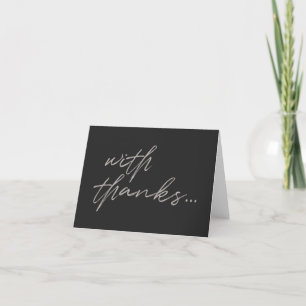 With Thanks   Modern Script Chalk Board Black Art Thank You Card