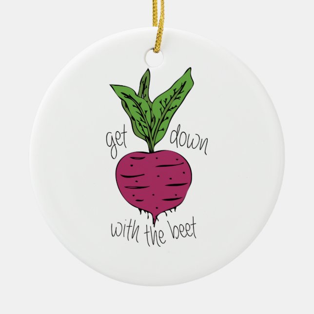 With The Beet Ceramic Ornament (Front)