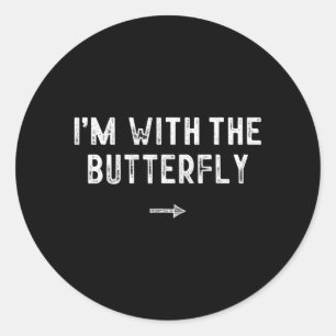 With The Butterfly Costume Matching Lazy Halloween Classic Round Sticker