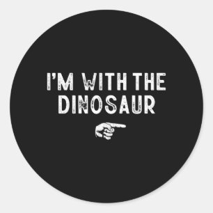 With The Dinosaur Matching Lazy Costume Halloween Classic Round Sticker