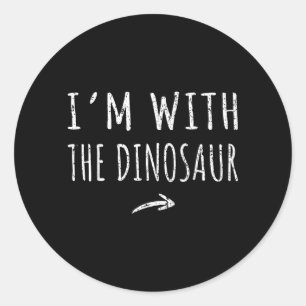 With The Dinosaur Matching Lazy Halloween Costume Classic Round Sticker