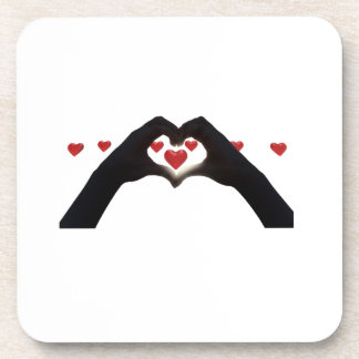 "With the heart in hand" poses a glass Coaster