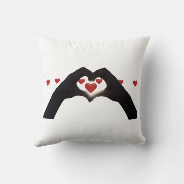 "With the heart in hand" Throw Pillow (Back)