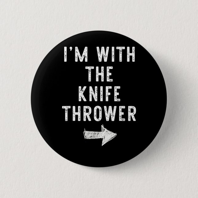 with The Knife Thrower Funny Halloween Couple 2 Inch Round Button (Front)