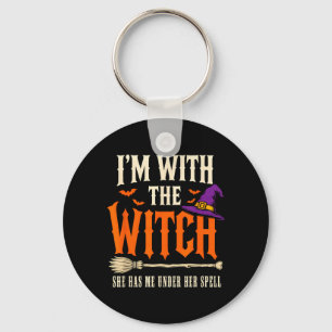 With The Witch Funny Halloween Couple Witchy Keychain