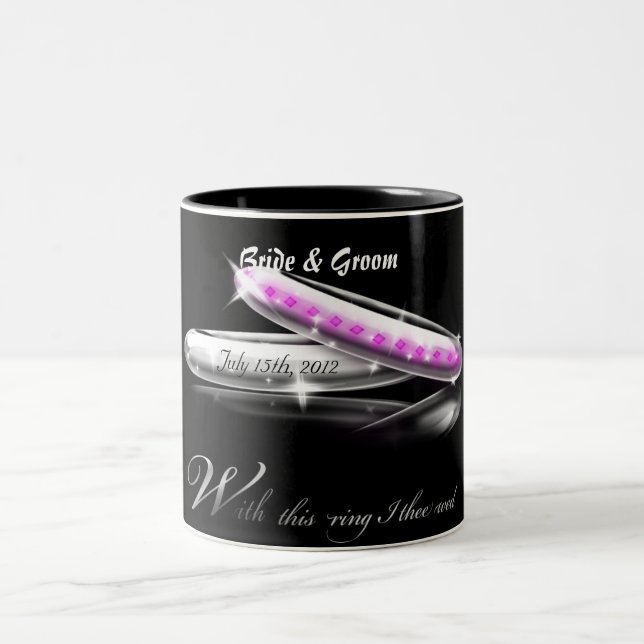 With This Ring I Thee Wed Damask Bride Groom Mug (Center)