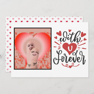 "With U Forever"  Finger Couple Valentines Card