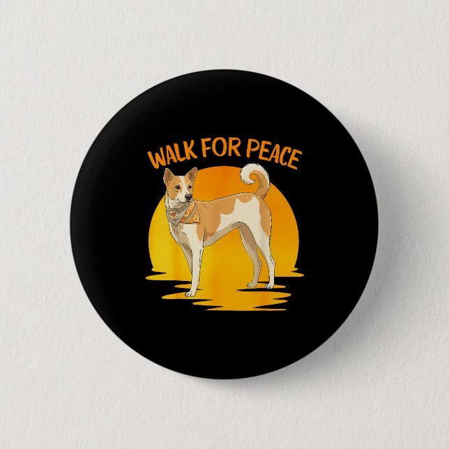 With Walk Peace Aloka Dog Minimalist 2 Inch Round Button (Front)