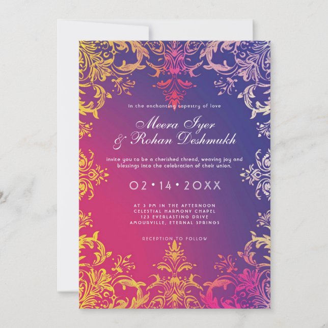 With wedding details Radiant Romance  Invitation (Front)
