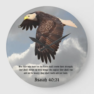 WITH WINGS AS EAGLES LARGE CLOCK