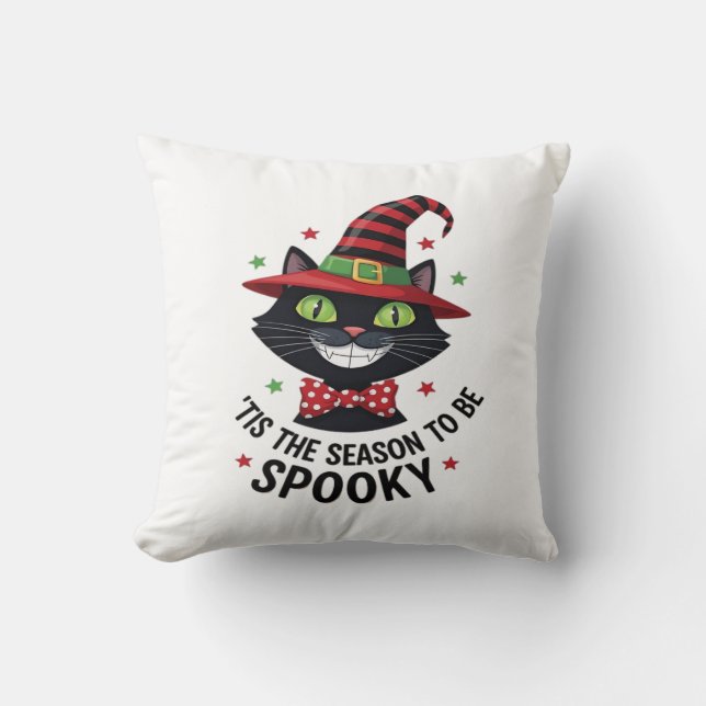 With Witch Hat And Tie Throw Pillow (Front)
