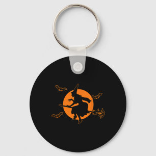 With With Lacrosse Stick Full Moon Witch Halloween Keychain