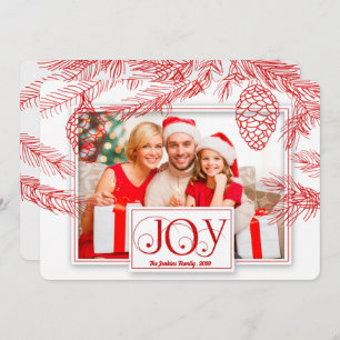 With with Red Pines Christmas Joy Photo Holiday Card