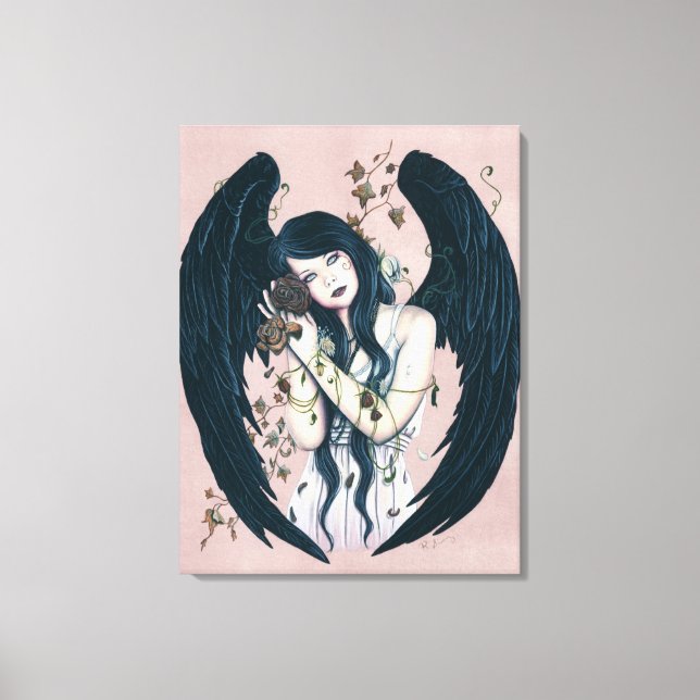 Wither Gothic Angel Decay Pink Wrapped Canvas (Front)