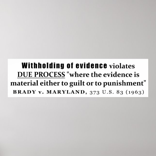 Withholding of Evidence Brady v Maryland Case law Poster (Front)