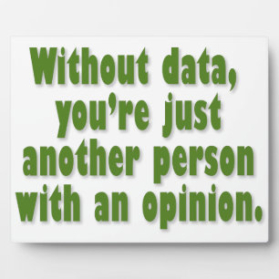 Without Data, You're Just Someone with an Opinion Plaque