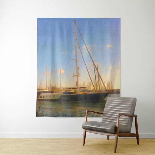 Without Sails Sunny Day Sea Beach Israel Herzlia Tapestry (In Situ)
