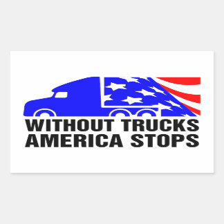 Without Trucks America Stops Semi Truck US Flag Sticker