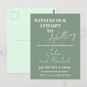 Witness our attempt to adulting housewarming party postcard