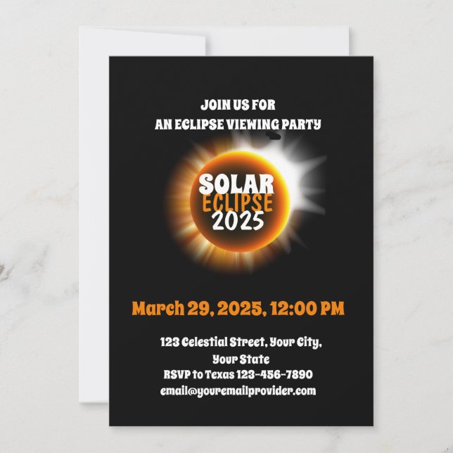 Witnessing the Partial Solar Eclipse 3/29/2025 Invitation (Front)