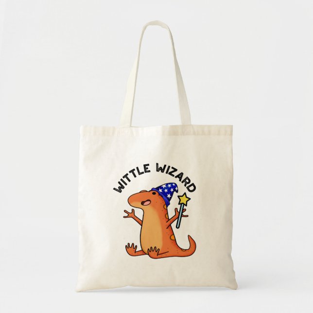 Wittle Wizard Funny Lizard Pun  Tote Bag (Front)